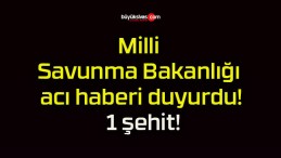 Milli Savunma Bakanlığı acı haberi duyurdu! 1 şehit!