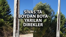 Sivas’ta boydan boya yarılan direk tehlike saçıyor