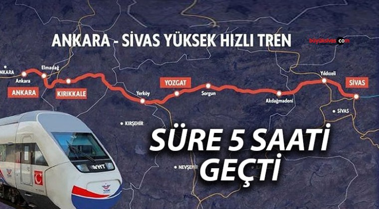 Ankara-Sivas Yüksek Hızlı Treni Yolculuk Süresi 5 Saati Aştı