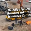 Sivas’ta Çalışan Belediye İşçilerinin Isınma Yöntemi Dikkat Çekti