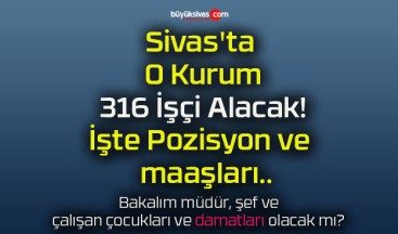 Sivas’ta O Kurum 316 İşçi Alacak! İşte Pozisyon ve maaşları..