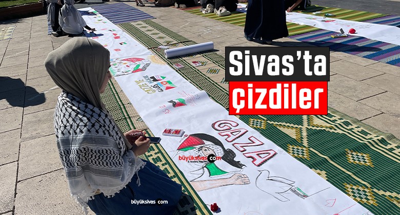 Sivas’ta Filistinli çocuklara destek için çizdiler