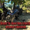 Sivas’ta arpa yüklü traktör devrildi, traktör arpaya gömüldü