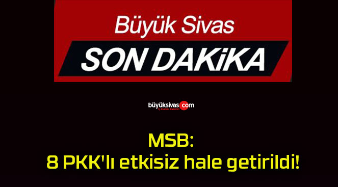 MSB: 8 PKK’lı etkisiz hale getirildi!