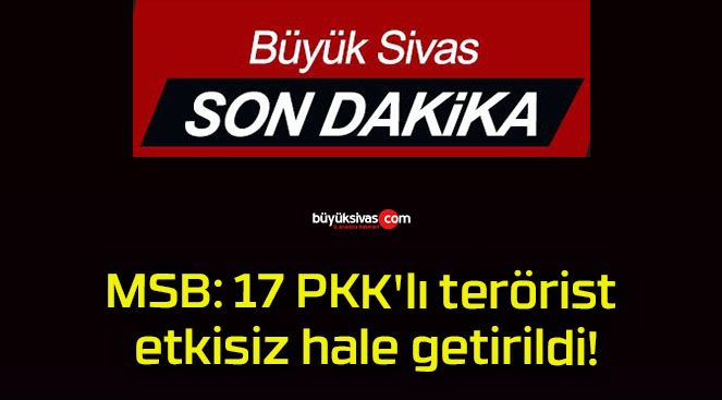 MSB: 17 PKK’lı terörist etkisiz hale getirildi!