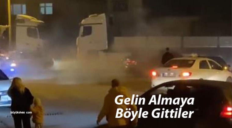 Sivas’ta Gelin Alma Konvoyunda Drift Attılar