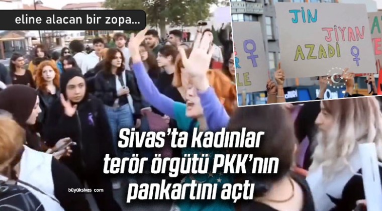 Sivas’taki Kadın Cinayetleri Eyleminde PKK Pankartı Tepki Çekti