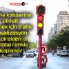 Meme kanserine dikkat çekmek için trafik sinyalizasyon direkleri pembe renkle kaplandı!