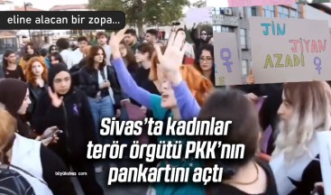 Sivas’taki Kadın Cinayetleri Eyleminde PKK Pankartı Tepki Çekti