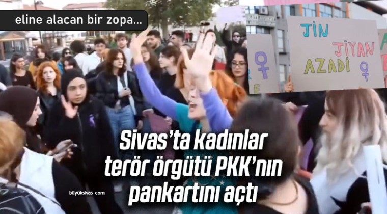 Sivas’taki Kadın Cinayetleri Eyleminde PKK Pankartı Tepki Çekti