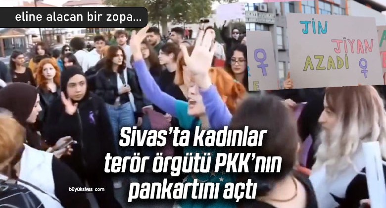 Sivas’taki Kadın Cinayetleri Eyleminde PKK Pankartı Tepki Çekti