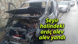 Seyir halindeki araç alev alev yandı