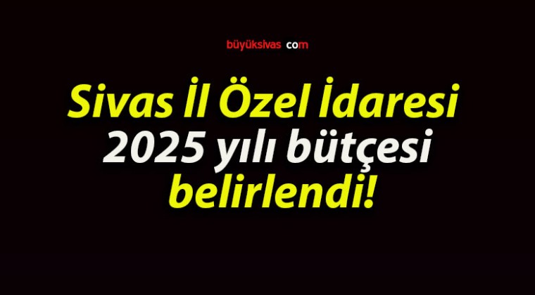 Sivas İl Özel İdaresi 2025 yılı bütçesi belirlendi!