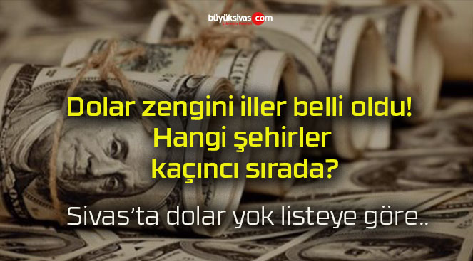 Dolar zengini iller belli oldu! Hangi şehirler kaçıncı sırada?