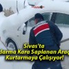 Sivas’ta Jandarma Kara Saplanan Araçları Kurtarmaya Çalışıyor!