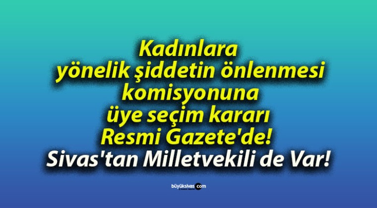 Kadınlara yönelik şiddetin önlenmesi komisyonuna üye seçim kararı Resmi Gazete’de! Sivas’tan Milletvekili de Var!