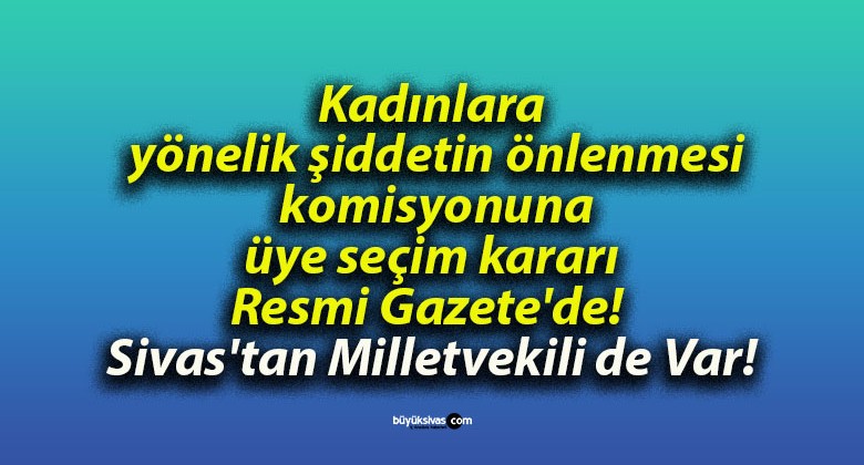 Kadınlara yönelik şiddetin önlenmesi komisyonuna üye seçim kararı Resmi Gazete’de! Sivas’tan Milletvekili de Var!