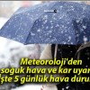 Meteoroloji’den soğuk hava ve kar uyarısı! İşte 5 günlük hava durumu!