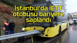 İstanbul’da İETT otobüsü bariyere saplandı