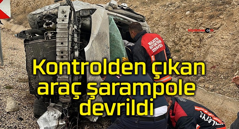 Kontrolden çıkan araç şarampole devrildi