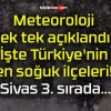 Meteoroloji tek tek açıklandı! İşte Türkiye’nin en soğuk ilçeleri! Sivas 3. sırada…