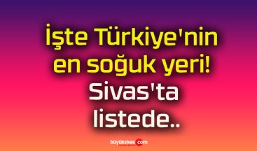 İşte Türkiye’nin en soğuk yeri! Sivas’ta listede..