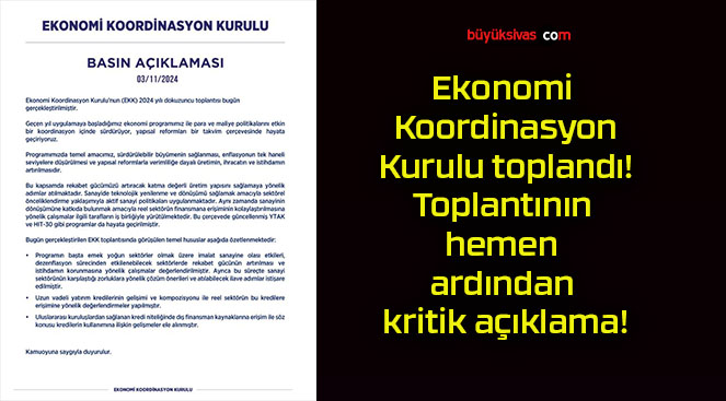 Ekonomi Koordinasyon Kurulu toplandı! Toplantının hemen ardından kritik açıklama!