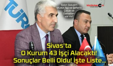 Sivas’ta O Kurum 43 İşçi Alacaktı! Sonuçlar Belli Oldu! İşte Liste…