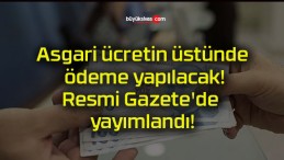 Asgari ücretin üstünde ödeme yapılacak! Resmi Gazete’de yayımlandı!