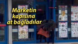 Marketin kapısına at bağladılar