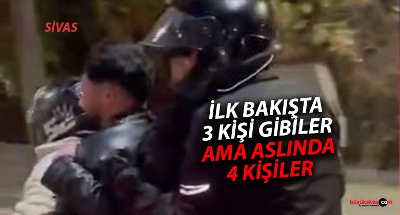 Sivas’ta Tehlikeli Yolculuk: 4 Kişi Bir Motosiklete Bindi