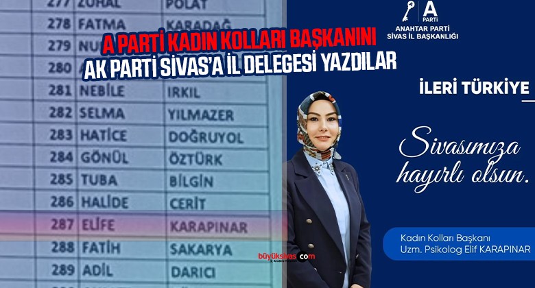 Anahtar Parti Kadın Kolları Başkanı, AK Parti Sivas İl Delegesi!