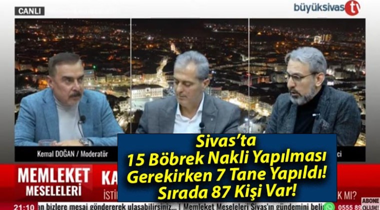 Sivas’ta 15 Böbrek Nakli Yapılması Gerekirken 7 Tane Yapıldı! Sırada 87 Kişi Var!