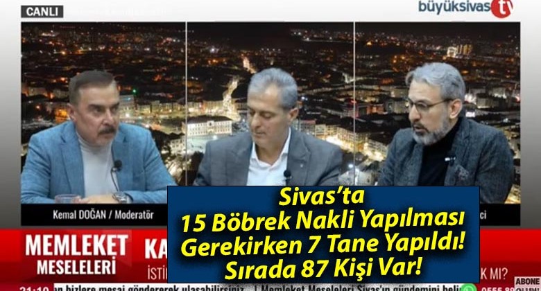 Sivas’ta 15 Böbrek Nakli Yapılması Gerekirken 7 Tane Yapıldı! Sırada 87 Kişi Var!