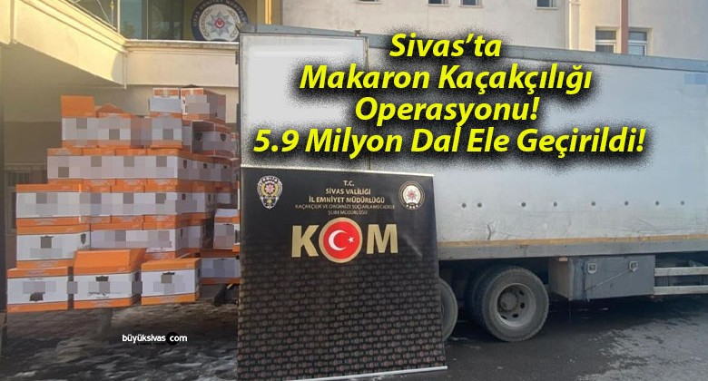 Sivas’ta Makaron Kaçakçılığı Operasyonu! 5.9 Milyon Dal Ele Geçirildi!