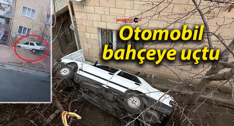 Otomobil bahçeye uçtu