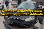 Otomobil benzinliğe daldı, facianın eşiğinden dönüldü