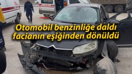 Otomobil benzinliğe daldı, facianın eşiğinden dönüldü