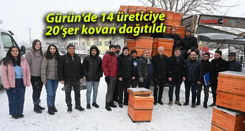 Gürün’de 14 üreticiye 20’şer kovan dağıtıldı