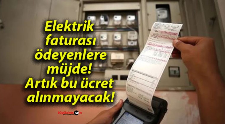 Elektrik faturası ödeyenlere müjde! Artık bu ücret alınmayacak!