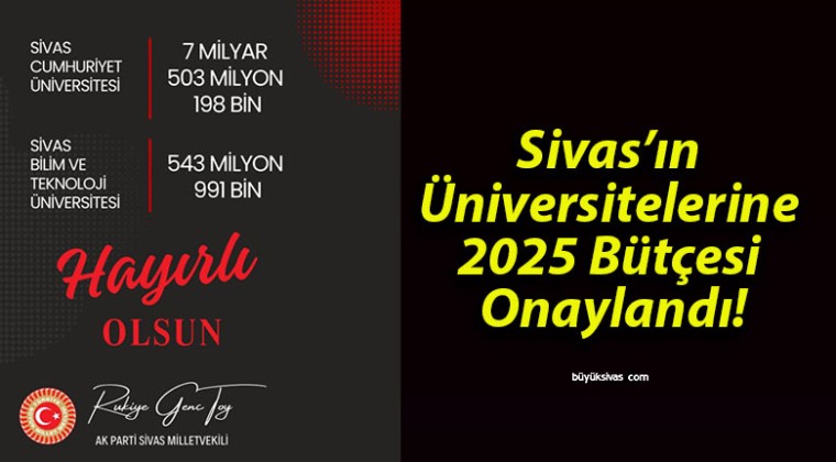 Sivas’ın Üniversitelerine 2025 Bütçesi Onaylandı!