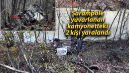 Şarampole yuvarlanan kamyonetteki 2 kişi yaralandı