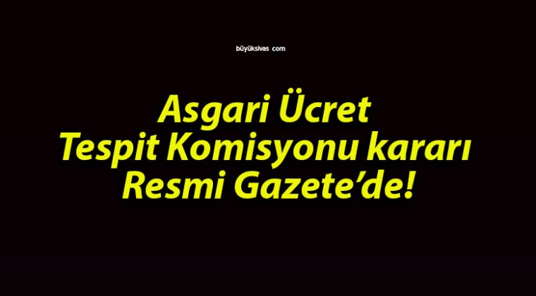 Asgari Ücret Tespit Komisyonu kararı Resmi Gazete’de!