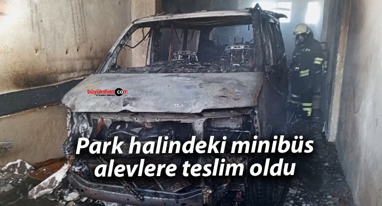 Park halindeki minibüs alevlere teslim oldu