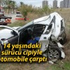 14 yaşındaki sürücü cipiyle otomobile çarptı