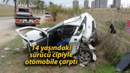 14 yaşındaki sürücü cipiyle otomobile çarptı