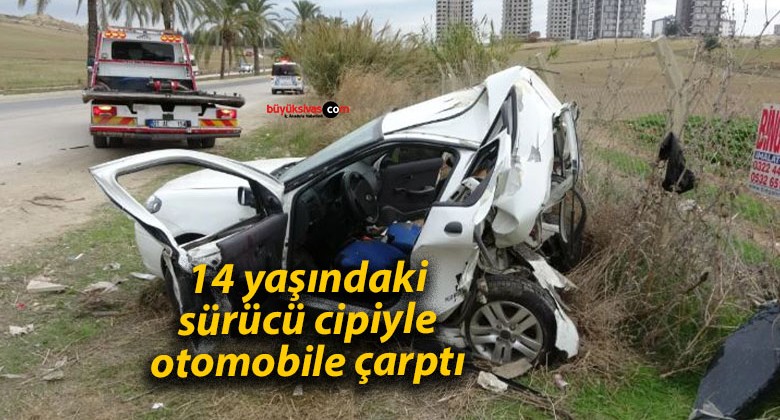 14 yaşındaki sürücü cipiyle otomobile çarptı