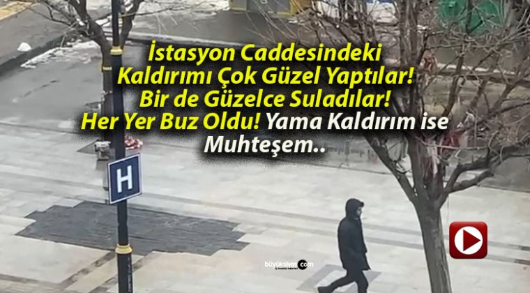 Sivas’ın En Güzel Caddesine Yama Kaldırım! Eksi Derecede Sulama! Her Yer Buz Oldu!