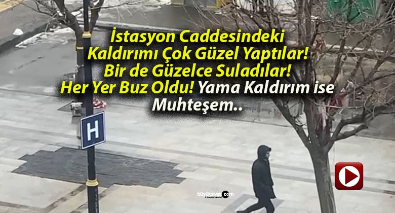 Sivas’ın En Güzel Caddesine Yama Kaldırım! Eksi Derecede Sulama! Her Yer Buz Oldu!