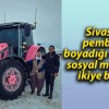 Sivas’ta pembeye boyadığı traktör sosyal medyayı ikiye böldü